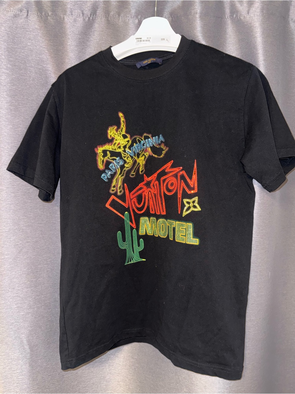 Louis Vuitton Black Crewneck T-Shirt with Gold Logo Tag